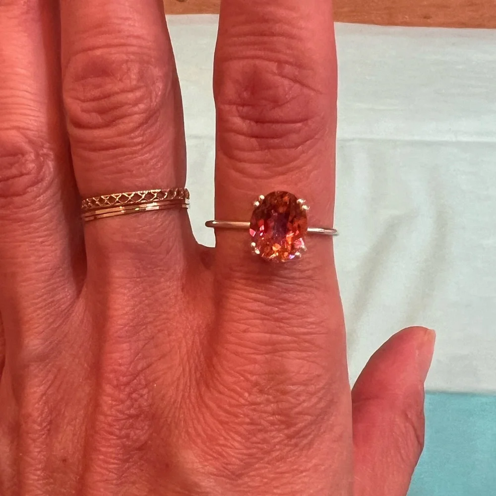 Carrie Elizabeth Sterling Silver Exotic Topaz Ring Sterling Silver Large Sz 8.5 - Picture 8 of 9